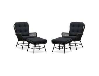 Dex lounge balkonset 4-delig | touw + aluminium | Lava Grey