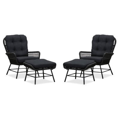 Dex lounge balkonset 4-delig | touw + aluminium | Lava Grey