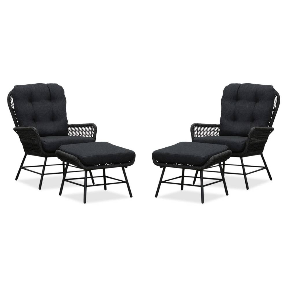 Dex lounge balkonset 4-delig | touw + aluminium | Lava Grey