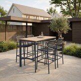 Denver dining barstoel | touw + aluminium | antraciet