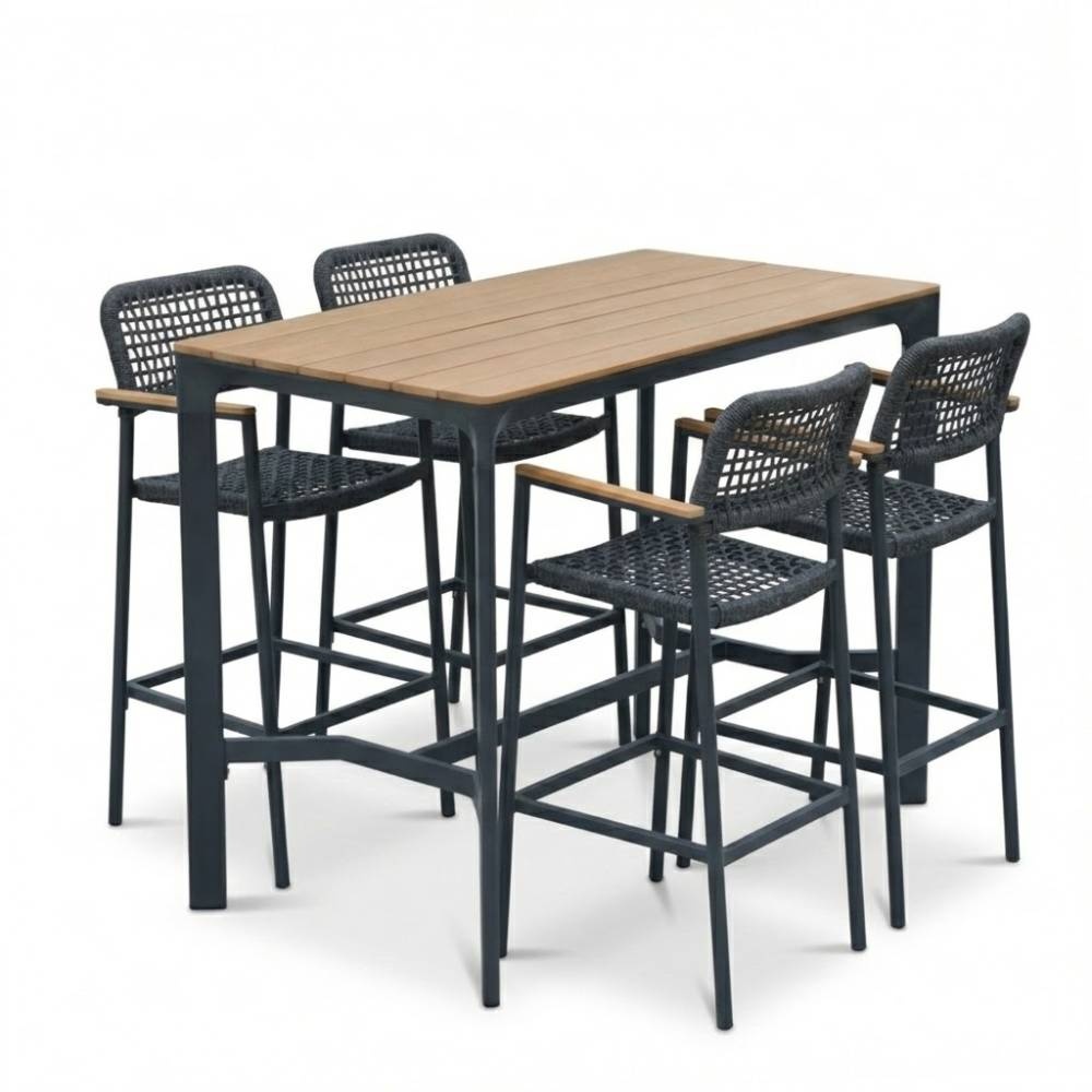 Denver dining barstoel | touw + aluminium | antraciet