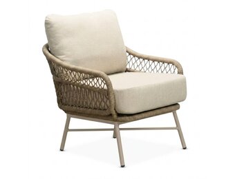 Ventura low dining tuinstoel | touw + aluminium | Sandstone