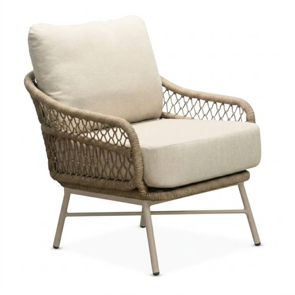 Ventura low dining tuinstoel | touw + aluminium | Sandstone