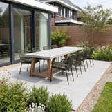 Veltis/Seville olijfgroen dining tuinset | 8 personen | betonlook + touw | 300cm