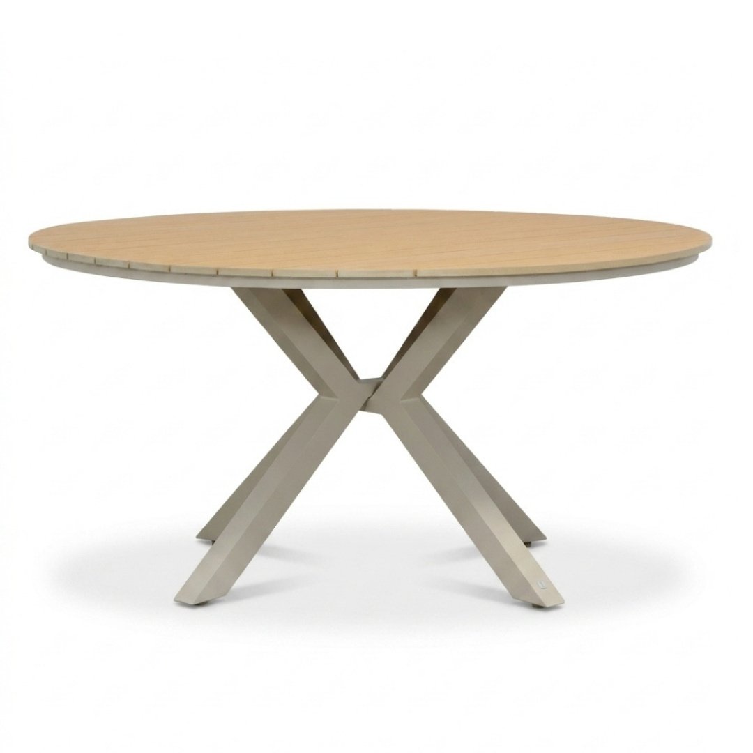 Calgary dining tuintafel 5 personen | polywood + aluminium | beige | 144cm rond