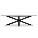 Calma low dining tuintafel 6 personen | sintered stone + aluminium | Marble Grey | 240cm ovaal