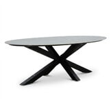Calma low dining tuintafel 6 personen | sintered stone + aluminium | Marble Grey | 240cm ovaal