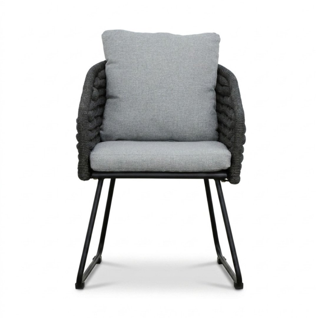 Flora dining tuinstoel | touw + aluminium | Stone Grey