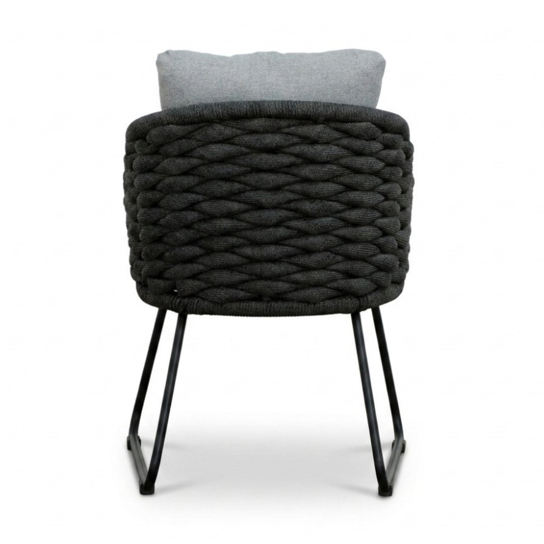 Flora dining tuinstoel | touw + aluminium | Stone Grey