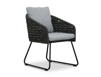 Flora dining tuinstoel | touw + aluminium | Stone Grey