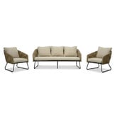 Flora stoel-bank loungeset 5 personen | touw + aluminium | Sahara Dust | 3-delig