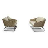 Flora stoel-bank loungeset 5 personen | touw + aluminium | Sahara Dust | 3-delig
