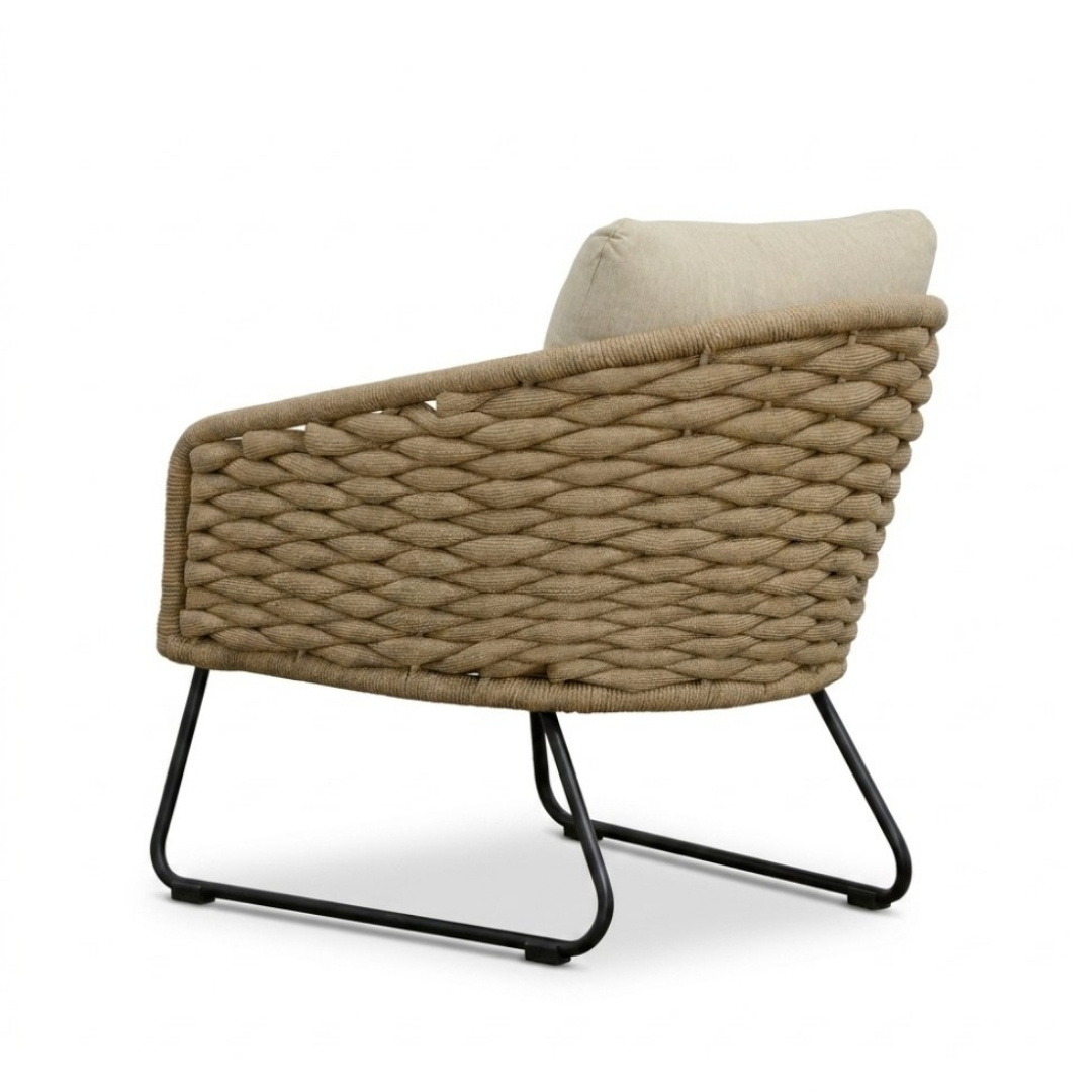 Flora stoel-bank loungeset 5 personen | touw + aluminium | Sahara Dust | 3-delig