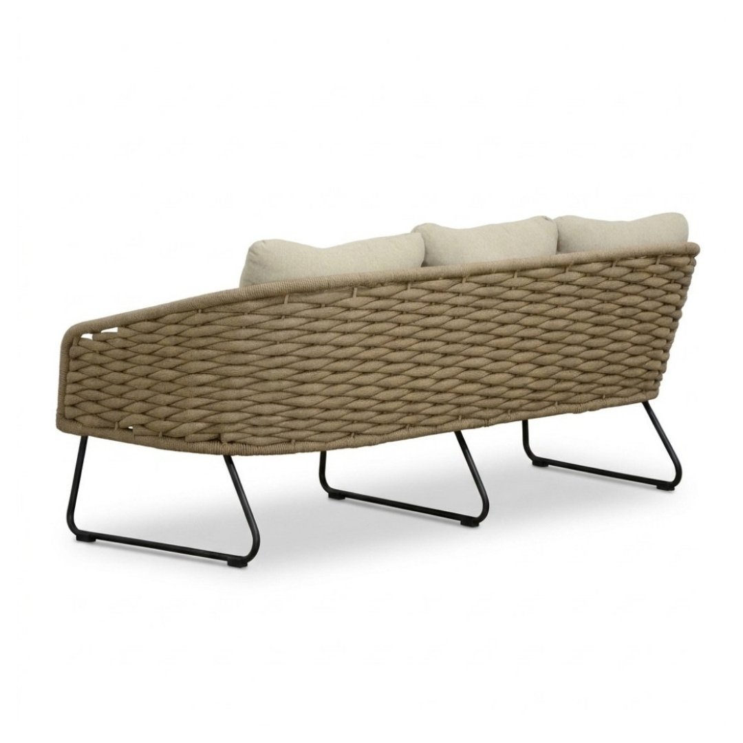 Flora stoel-bank loungeset 5 personen | touw + aluminium | Sahara Dust | 3-delig