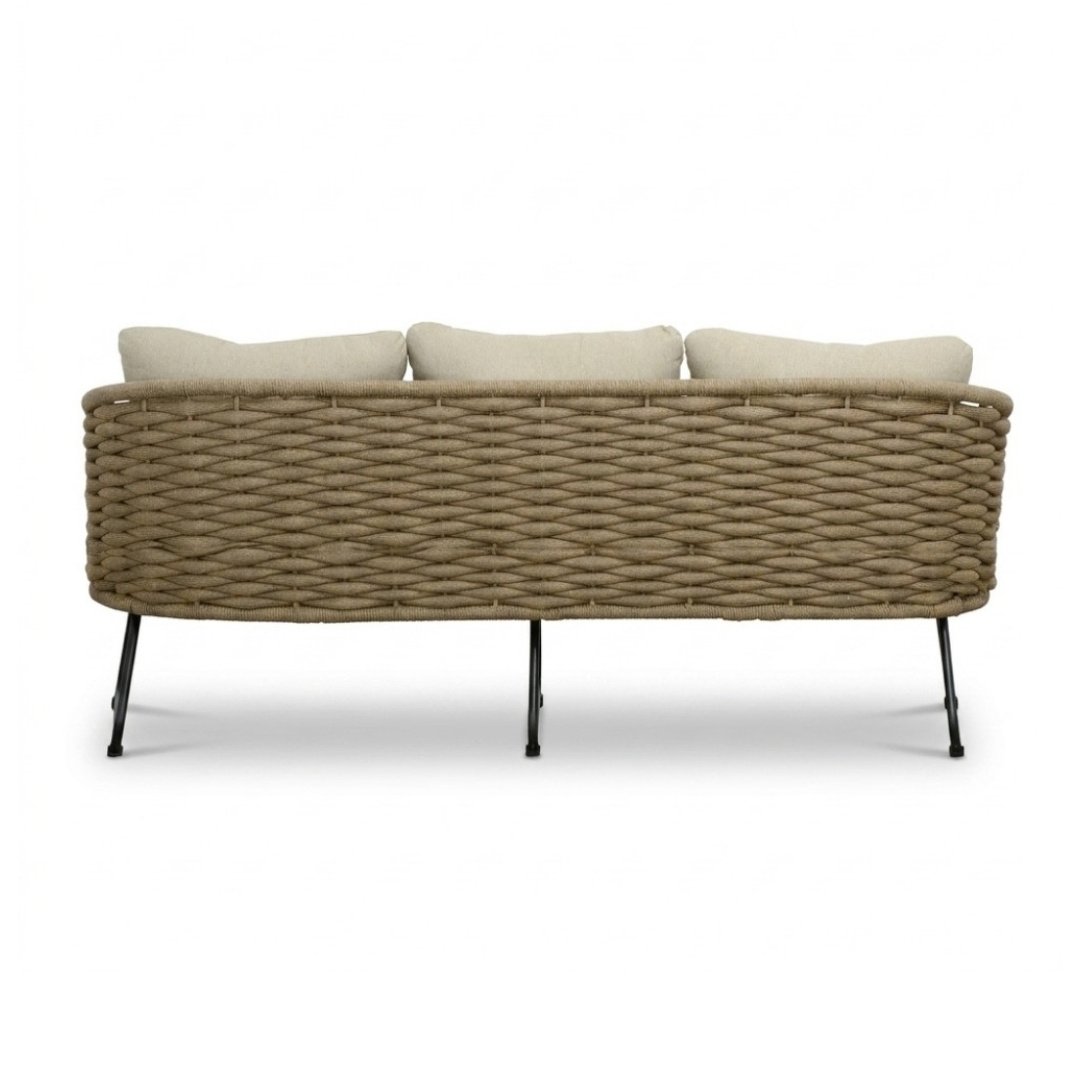 Flora stoel-bank loungeset 5 personen | touw + aluminium | Sahara Dust | 3-delig