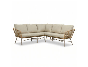 Flow hoek loungeset 5 personen | wicker + aluminium | Bamboo beige | 2-delig - 210x210cm