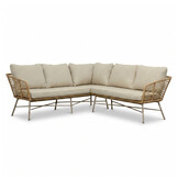 Flow hoek loungeset 5 personen incl. tafels | wicker + aluminium | Bamboo beige | 2-delig