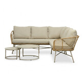 Flow hoek loungeset 5 personen incl. tafels | wicker + aluminium | Bamboo beige | 2-delig