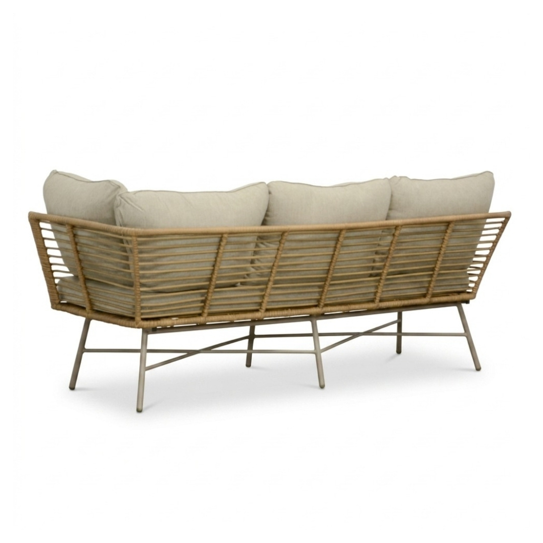 Flow hoek loungeset 5 personen incl. tafels | wicker + aluminium | Bamboo beige | 2-delig