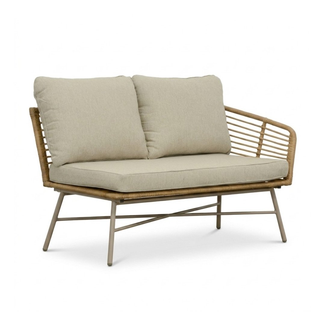 Flow hoek loungeset 5 personen incl. tafels | wicker + aluminium | Bamboo beige | 2-delig