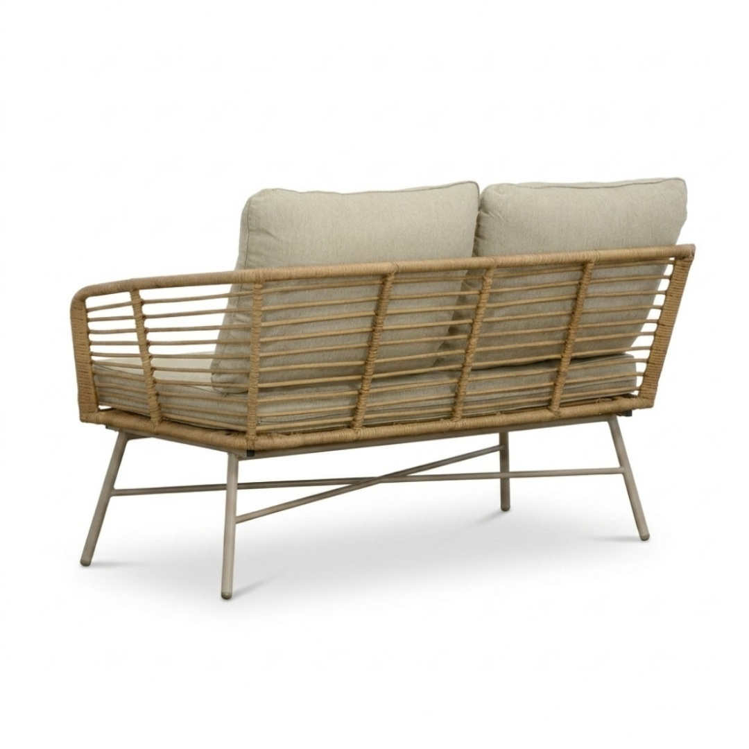 Flow hoek loungeset 5 personen incl. tafels | wicker + aluminium | Bamboo beige | 2-delig
