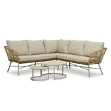 Flow hoek loungeset 5 personen incl. tafels | wicker + aluminium | Bamboo beige | 2-delig