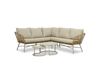 Flow hoek loungeset 5 personen incl. tafels | wicker + aluminium | Bamboo beige | 2-delig