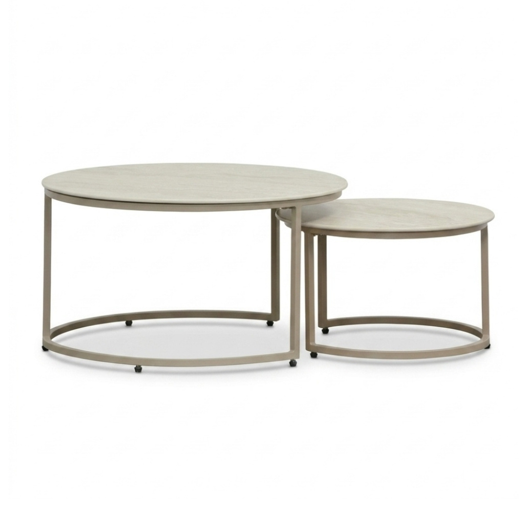 Flow hoek loungeset 5 personen incl. tafels | wicker + aluminium | Bamboo beige | 2-delig