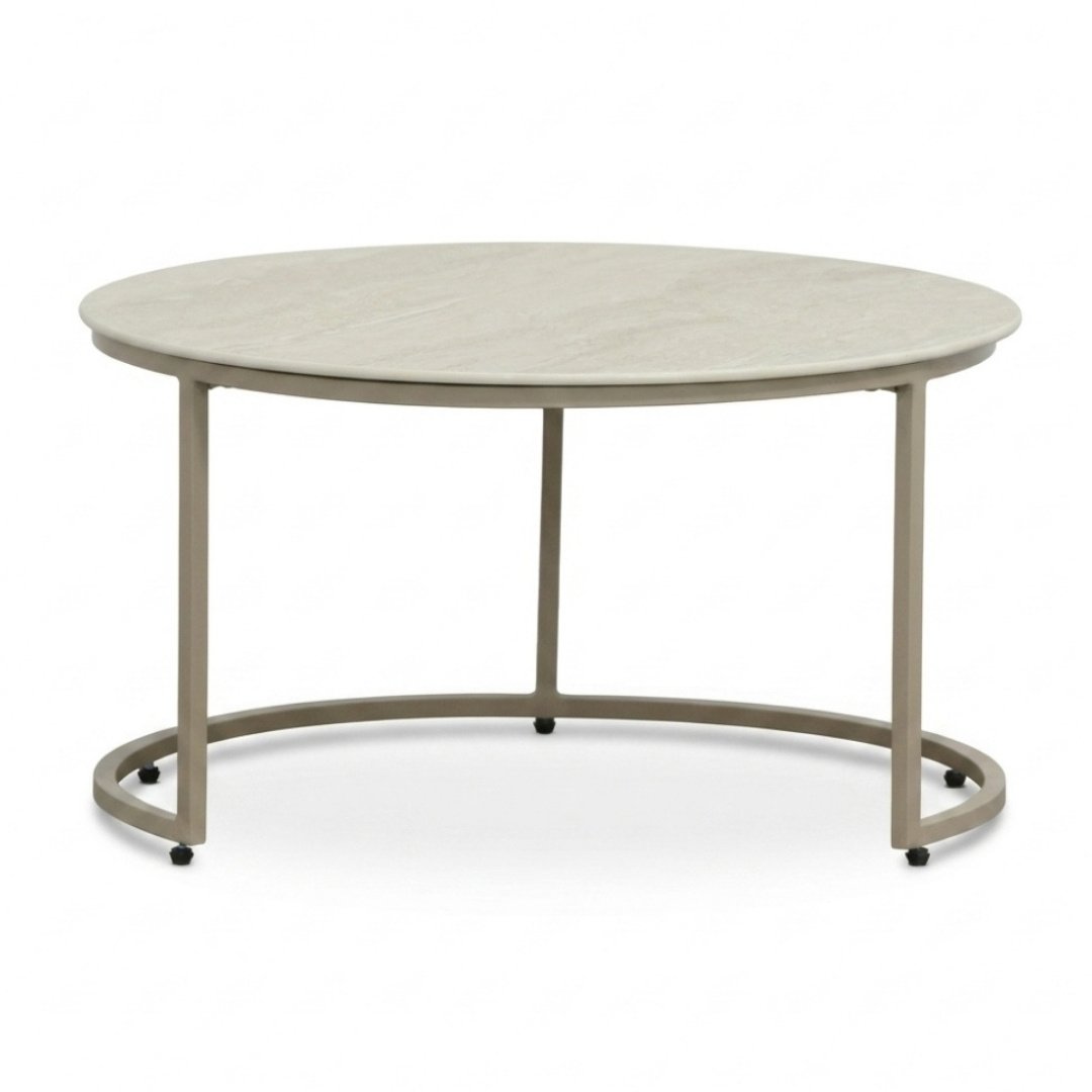 Aurora koffietafel set van 2 | sintered stone + aluminium | Marble Latte