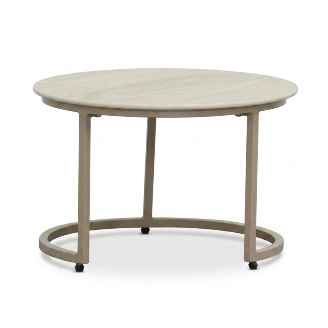 Aurora koffietafel set van 2 | sintered stone + aluminium | Marble Latte