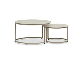 Aurora koffietafel set van 2 | sintered stone + aluminium | Marble Latte
