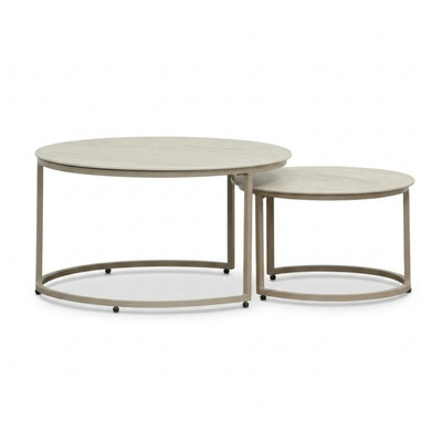 Aurora koffietafel set van 2 | sintered stone + aluminium | Marble Latte