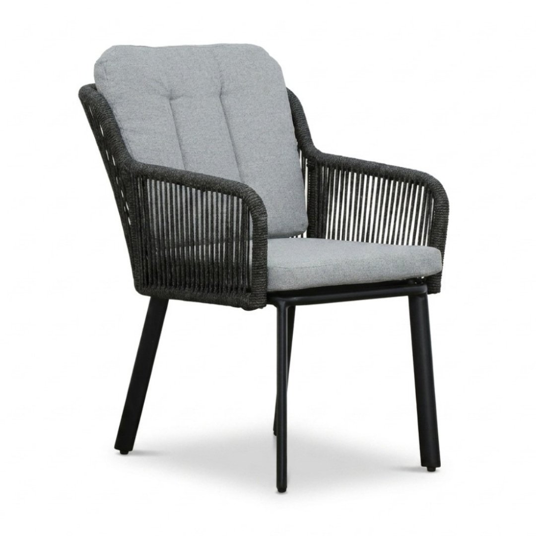 Italo dining tuinstoel | touw + aluminium | Stone Grey