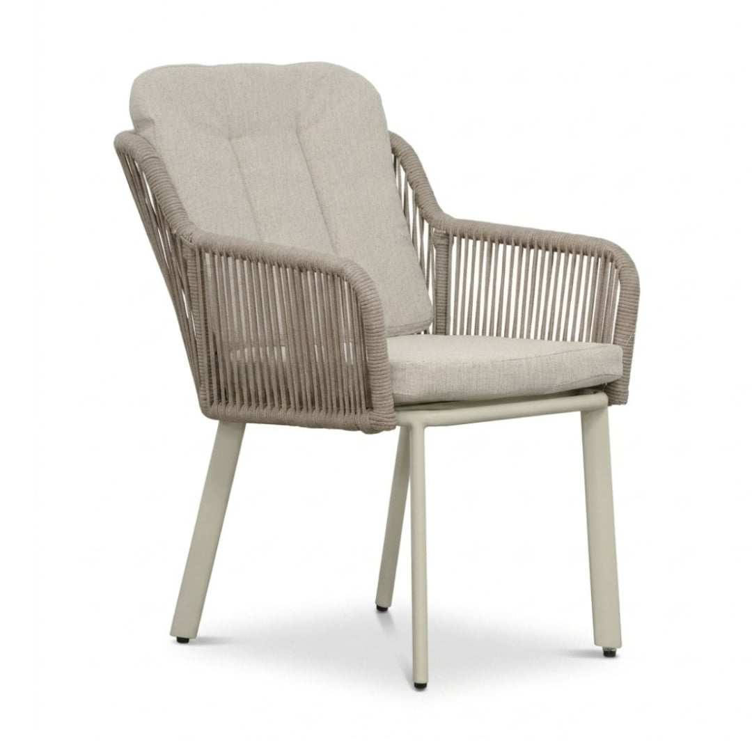 Italo dining tuinstoel | touw + aluminium | Almond Beige