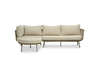 Positano chaise longue balkon loungeset 4 personen | aluminium + touw | beige | 2-delig