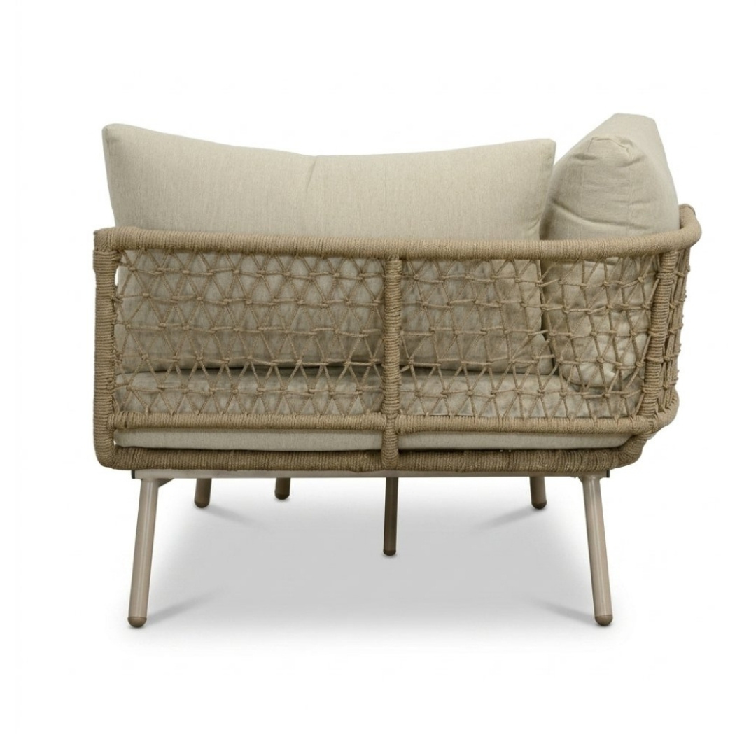 Positano chaise longue balkon loungeset 4 personen | aluminium + touw | beige | 2-delig