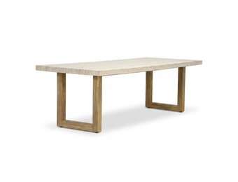 Laurenne dining tuintafel 6 personen | polystone + hardhout | travertinlook | 250cm