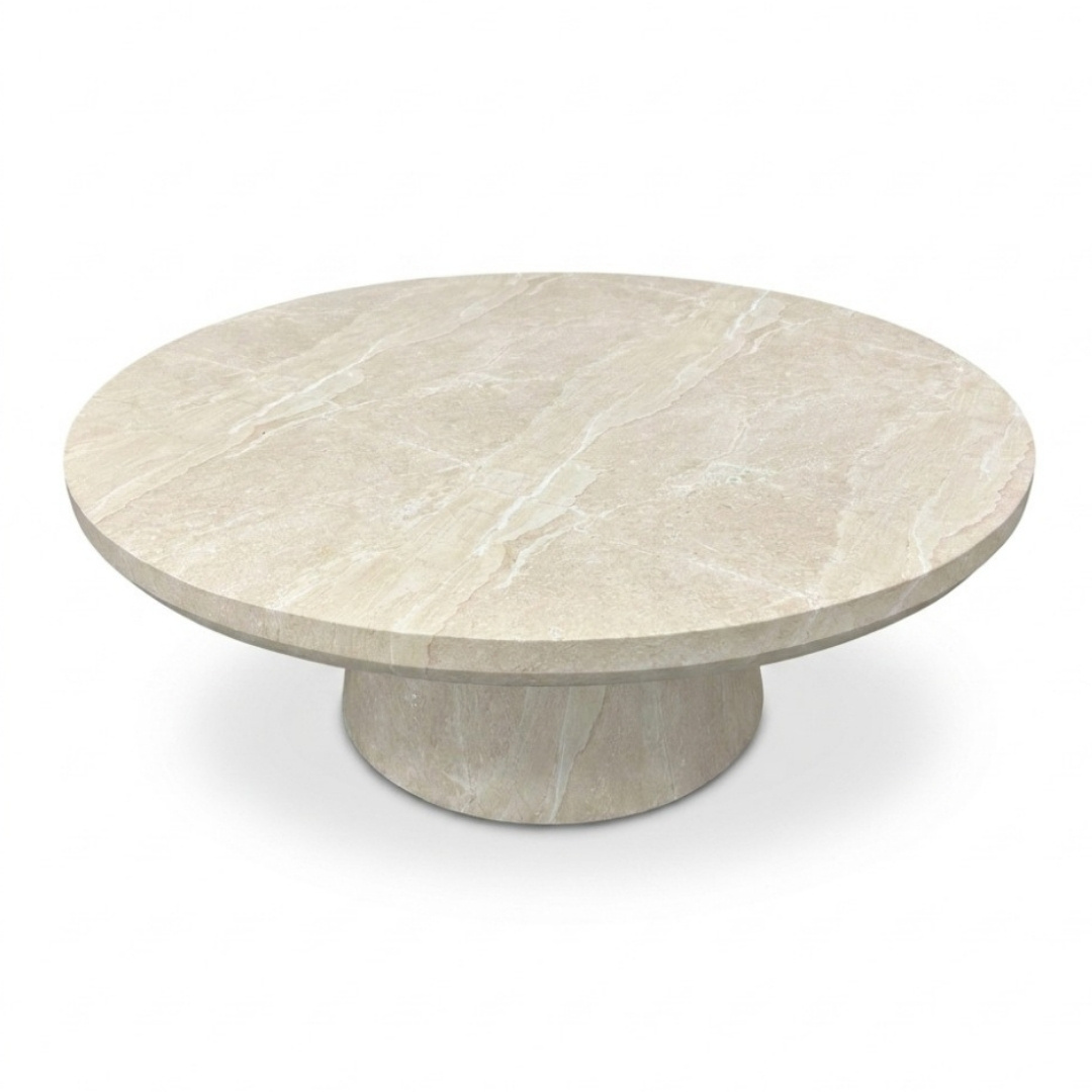 Nina koffietafel | polystone | Chalk beige | 95cm rond