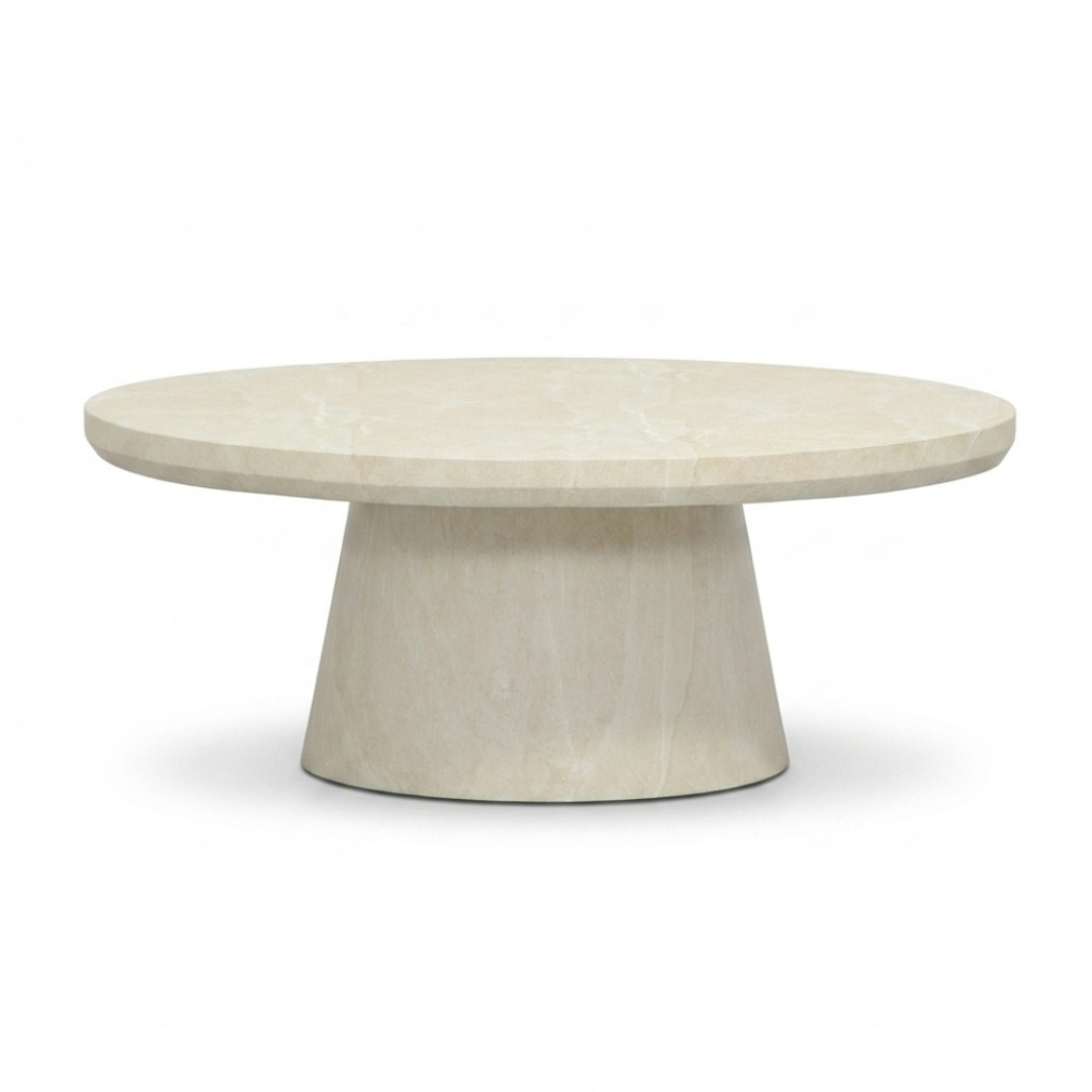 Nina koffietafel | polystone | Chalk beige | 95cm rond