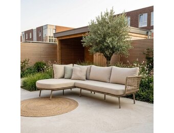 Positano chaise longue balkon loungeset 4 personen | aluminium + touw | beige | 2-delig