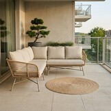 Flow hoek loungeset 5 personen | wicker + aluminium | Bamboo beige | 2-delig - 210x210cm