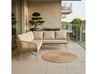 Flow hoek loungeset 5 personen | wicker + aluminium | Bamboo beige | 2-delig - 210x210cm