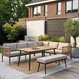 Liana dining loungeset rechts 8 personen | wicker + aluminium | zand | 4-delig - 270x193cm