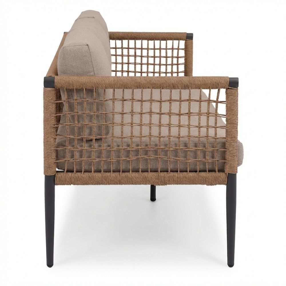 Liana dining loungeset rechts 8 personen | wicker + aluminium | zand | 4-delig - 270x193cm