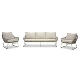 Valencia stoel-bank loungeset 5 personen | touw + aluminium | Almond Beige | 3-delig