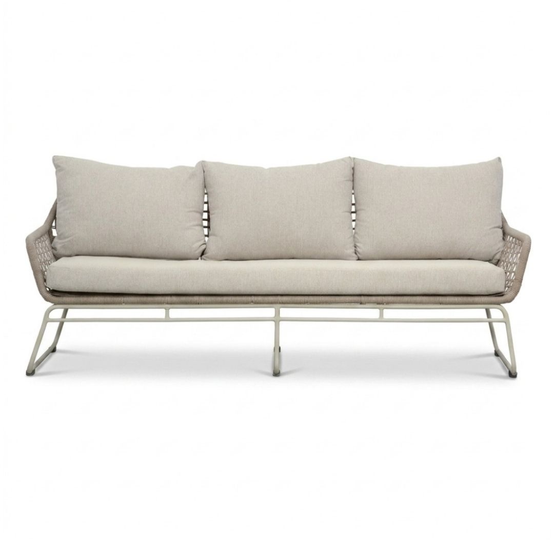 Valencia stoel-bank loungeset 5 personen | touw + aluminium | Almond Beige | 3-delig