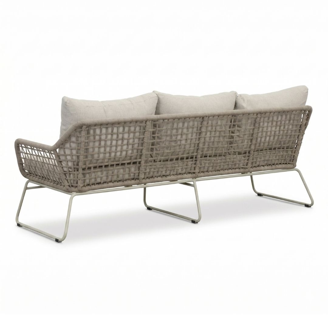 Valencia stoel-bank loungeset 5 personen | touw + aluminium | Almond Beige | 3-delig