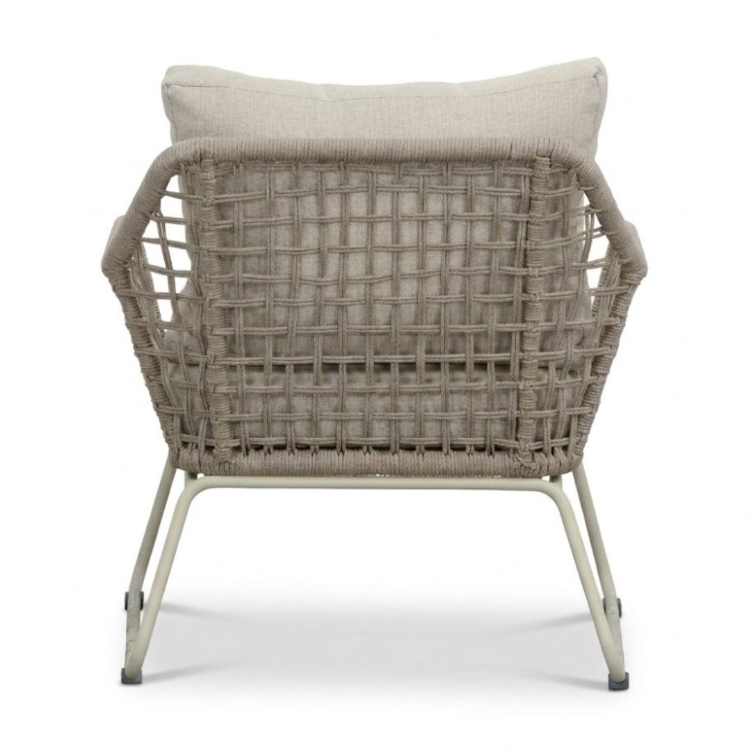 Valencia stoel-bank loungeset 5 personen | touw + aluminium | Almond Beige | 3-delig