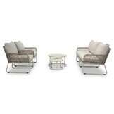 Valencia stoel-bank loungeset incl. Aurora tafel | touw + aluminium | Almond Beige | 4-delig
