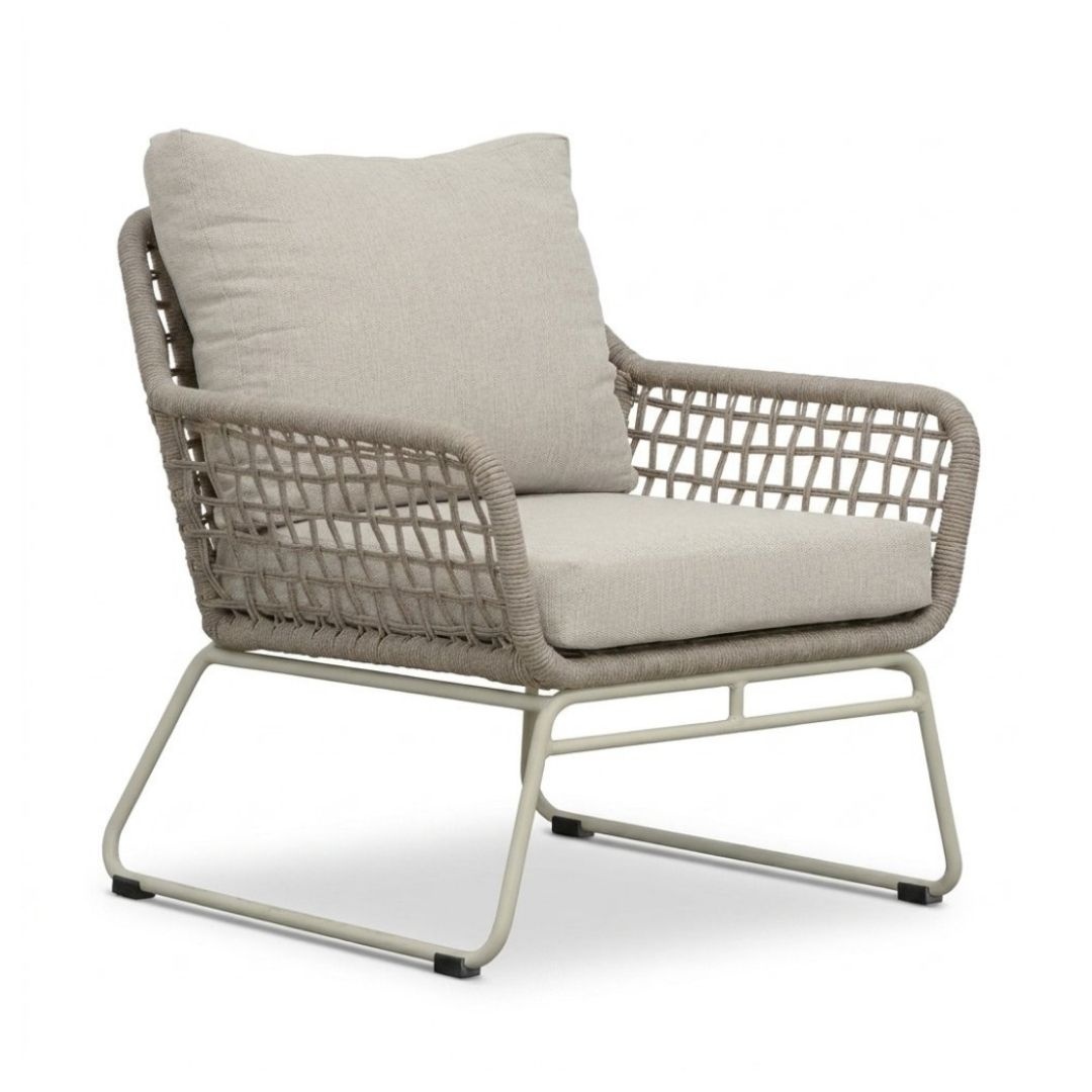 Valencia stoel-bank loungeset incl. Aurora tafel | touw + aluminium | Almond Beige | 4-delig